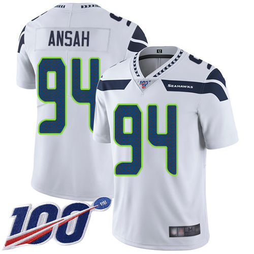 Seattle Seahawks Limited White Men Ezekiel Ansah Road Jersey NFL Football #94 100th Season Vapor Untouchable